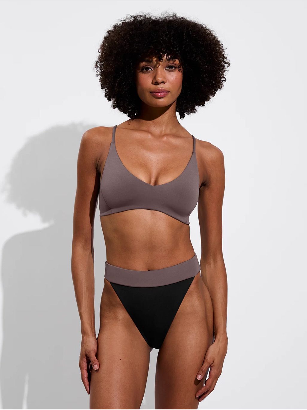 Left On Friday Two-Tone Taupe (Stormy) Sunday Top Size S